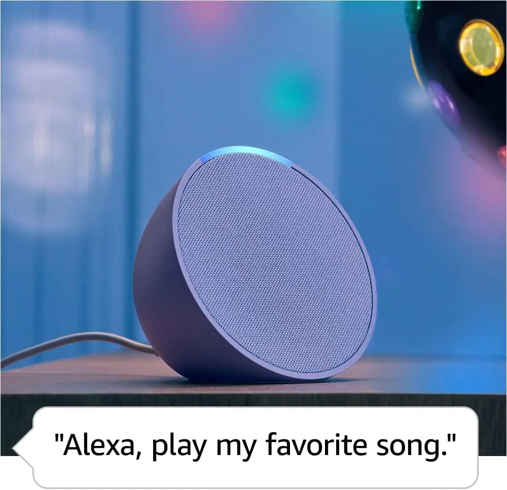 Amazon Echo Pop Light is blue the Alexa is on listening to you