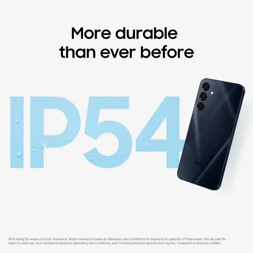 samsung galaxy a16 IP rating is 54.webp